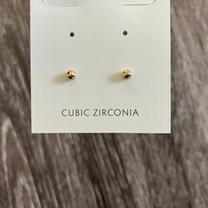 Cubic Zirconia Stud Earrings- Gold Color
